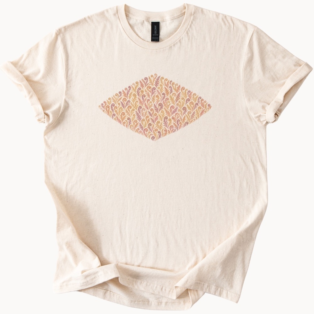 Fern Fronds Curling Across a Fan Silhouette Tee